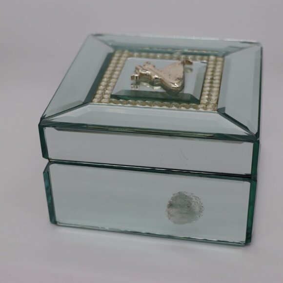 Sheridan jewelry box, delicate mirror glass decorative box with dancing figures - Picture 4 of 6